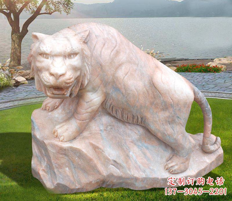 泰安金灿灿的老虎石雕公园动物摆件