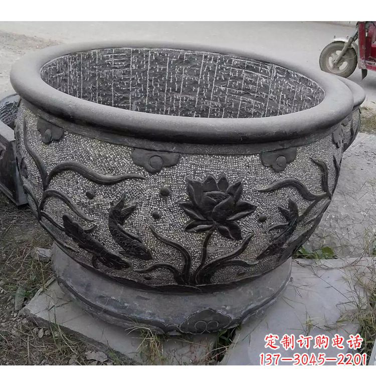 泰安传统宁波老青石水缸雕塑