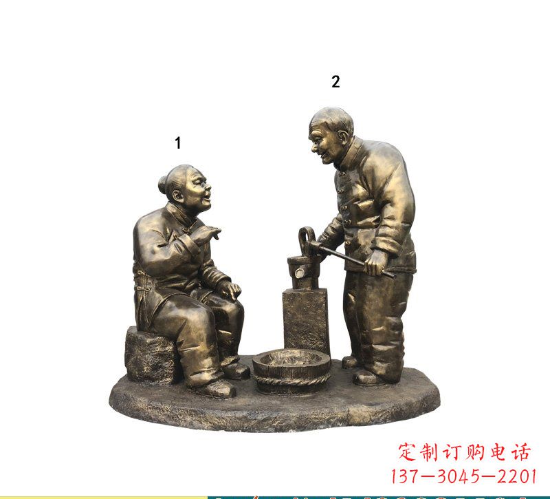 泰安质朴传神的老人铜雕