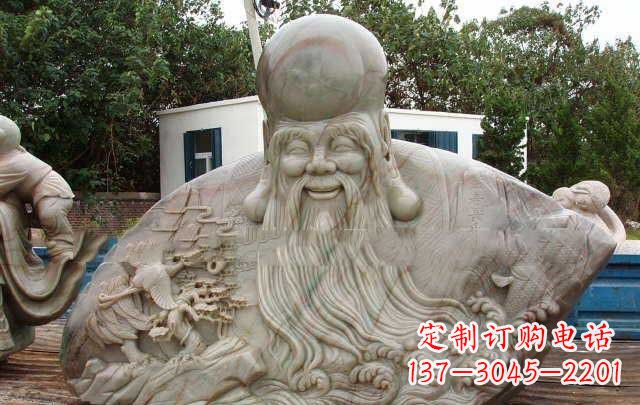 泰安大型寿星胸像石雕,体现特定文化精神