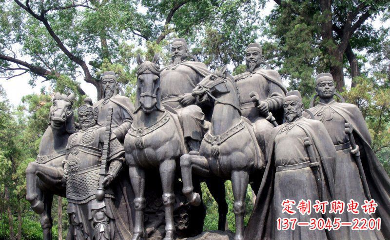 泰安李世民领兵名人铜雕