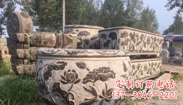 泰安出类拔萃的丝绸石浮雕仿古圆水缸