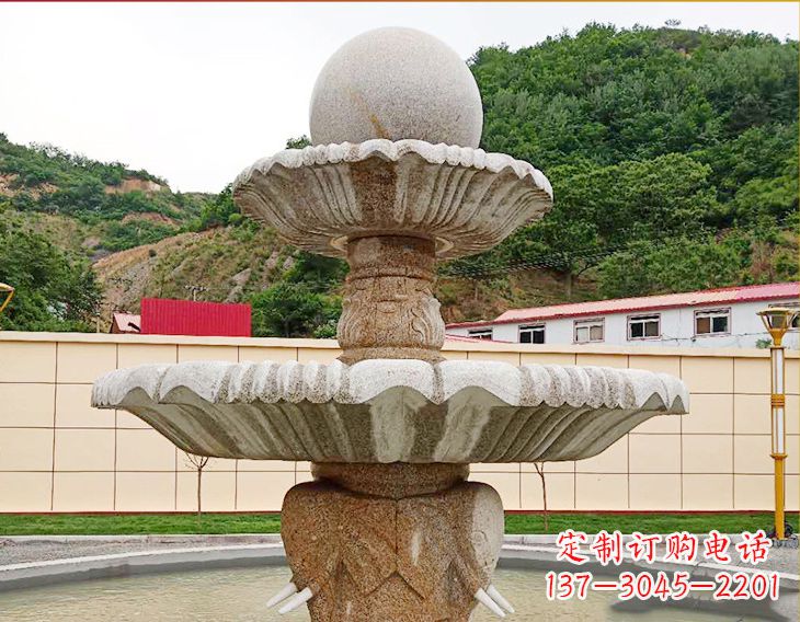 泰安精致莲花石雕喷泉,添点艺术气息