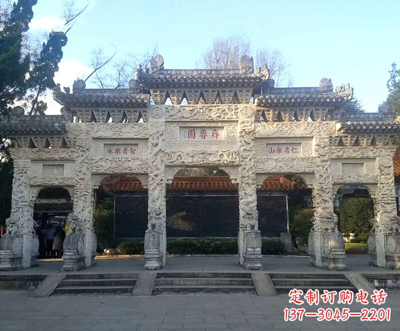 泰安传承石雕牌坊楼,领雕塑带来您极致定制