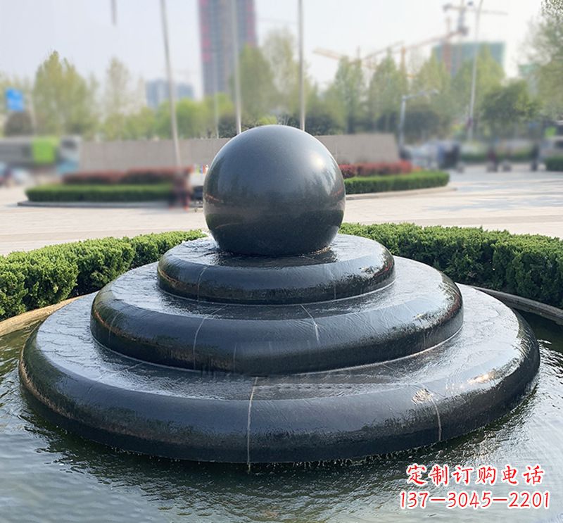 泰安临沂石雕风水球喷泉,雕塑定制专属于您