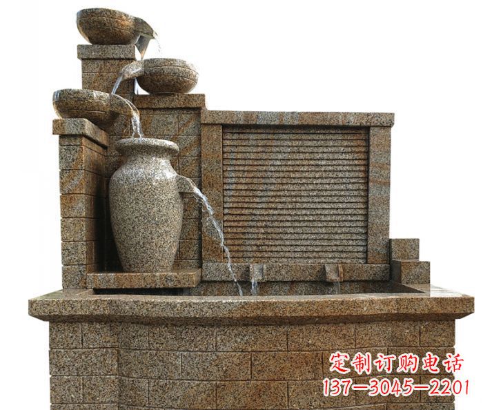 泰安流水罐子水槽庭院流水摆件石雕 (2)