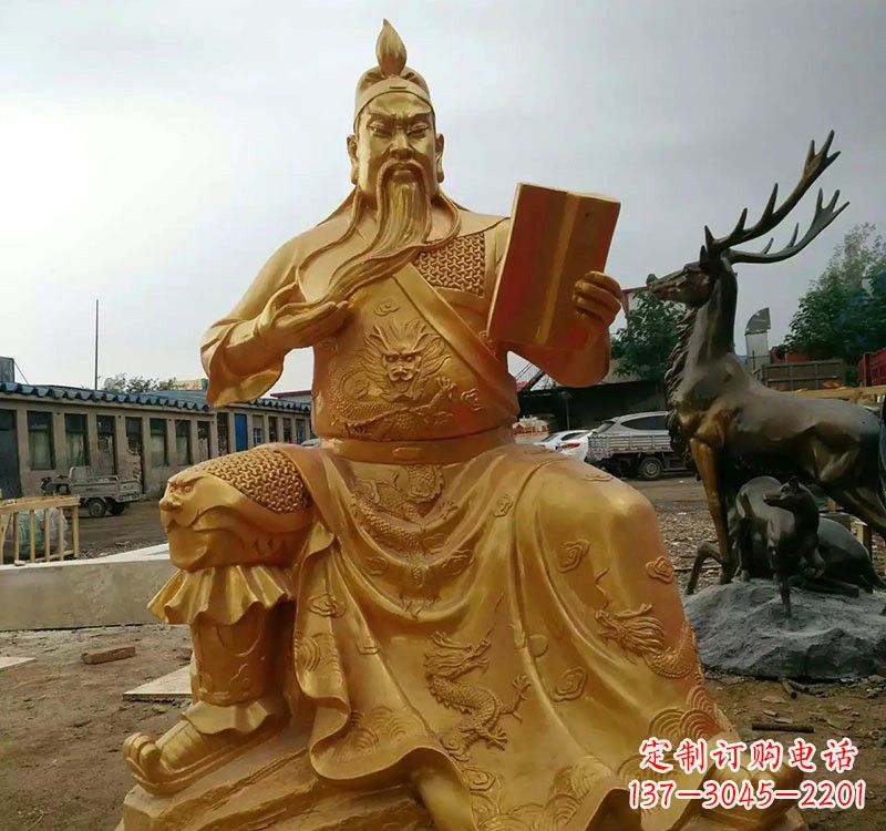 泰安鎏金关公铜雕塑,历久弥新