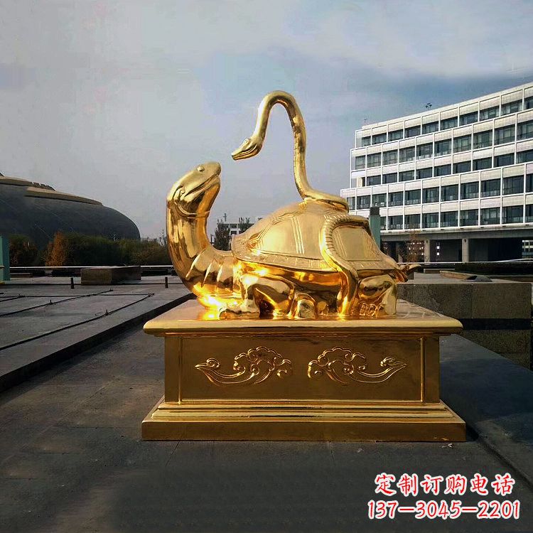 泰安鎏金上古神兽玄武动物铜雕塑