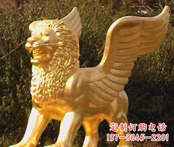 泰安鎏金西洋狮子飞狮铜雕,尊贵非凡
