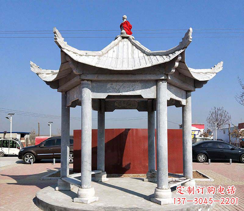泰安六角仿古凉亭雕塑,古朴迷人