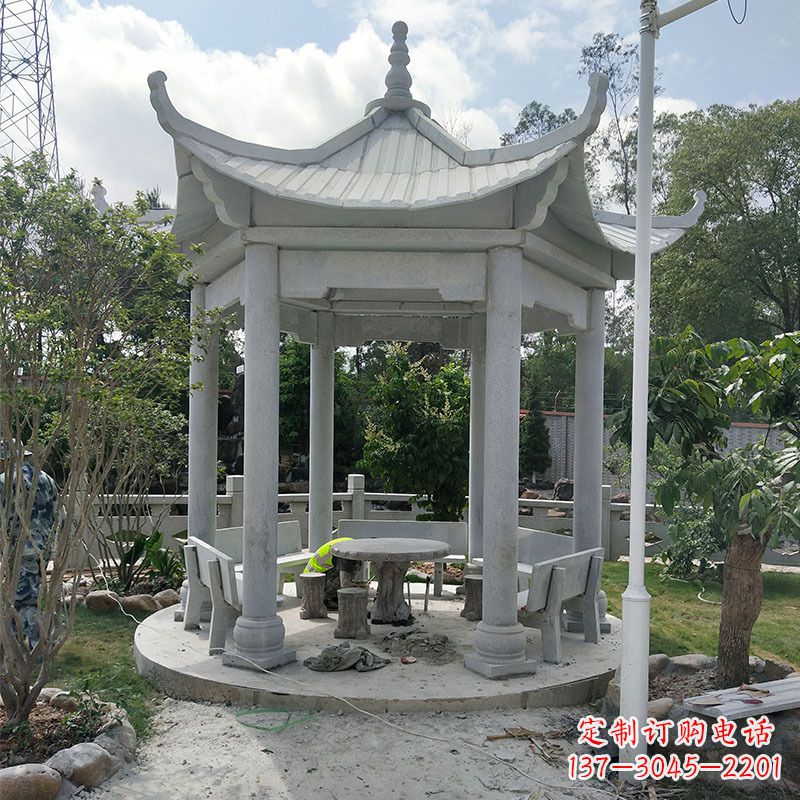 泰安六角大理石凉亭雕塑中领雕塑是一家专业的雕…