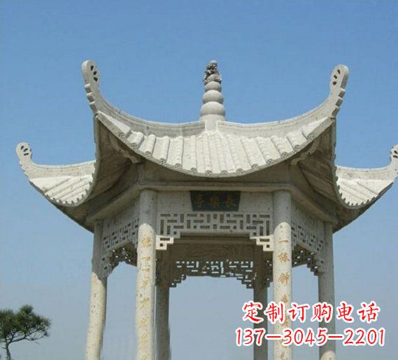 泰安六角凉亭园林景观石雕