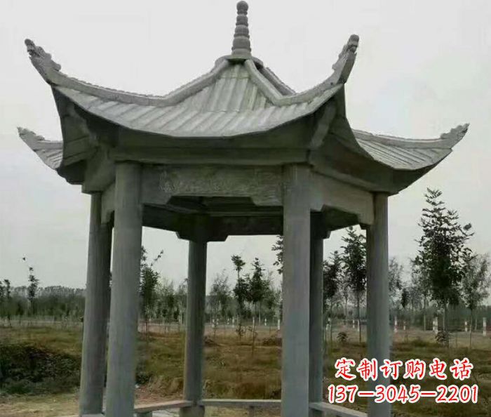 泰安精美六角石凉亭雕塑