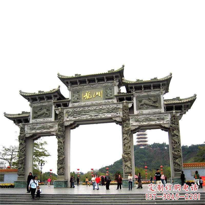泰安龙山景区大型石头雕塑牌楼,定制之选