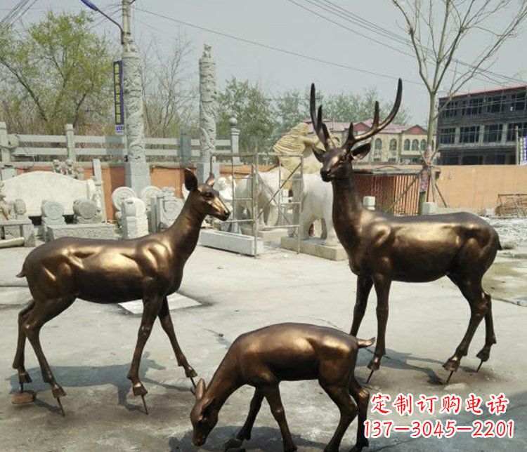 泰安鹿动物铜雕 (2)