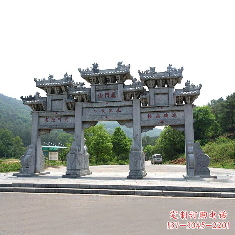 泰安鹿门山景区仿古石雕牌楼雕塑-让你亲近历史