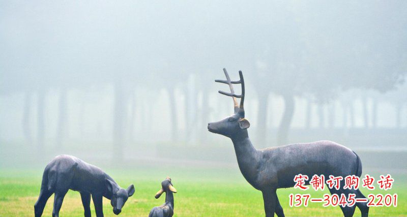 泰安鹿一家动物铜雕