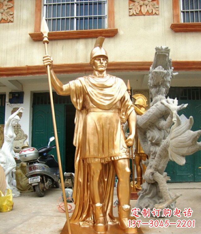 泰安罗马勇士玻璃钢仿铜马雕塑