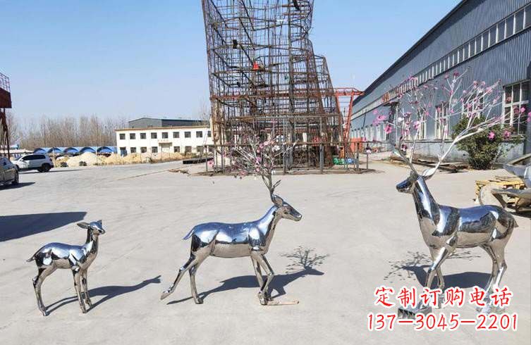 泰安梅花鹿不锈钢雕塑,惊艳于众