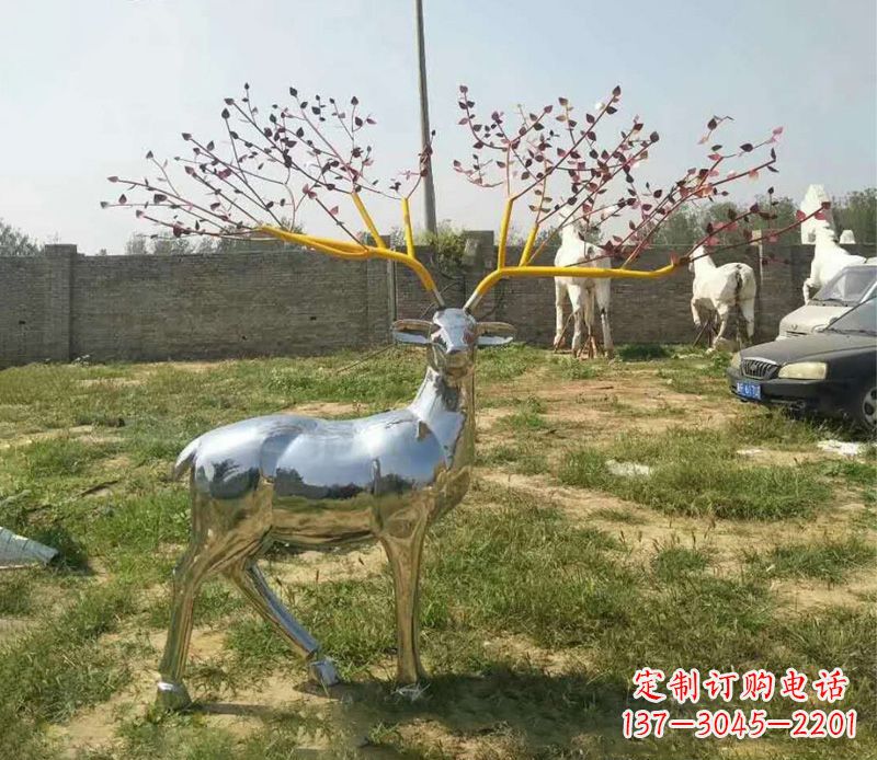 泰安梅花鹿镜面不锈钢雕塑