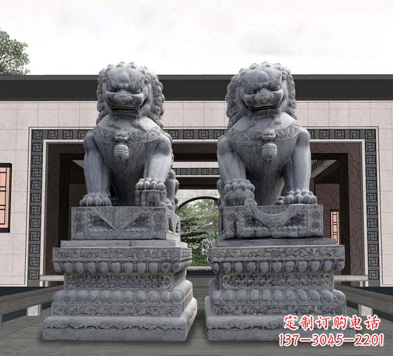 泰安门口青石传统狮子石雕