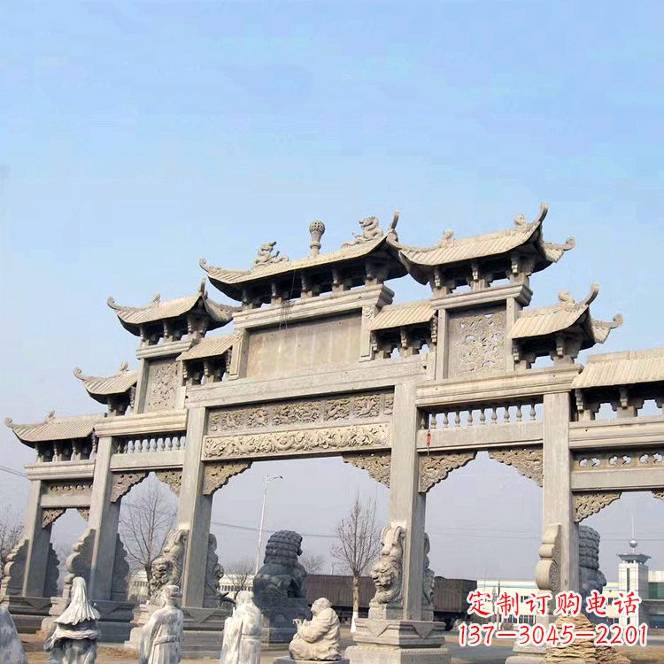 泰安精美牌坊石雕造型精致大气
