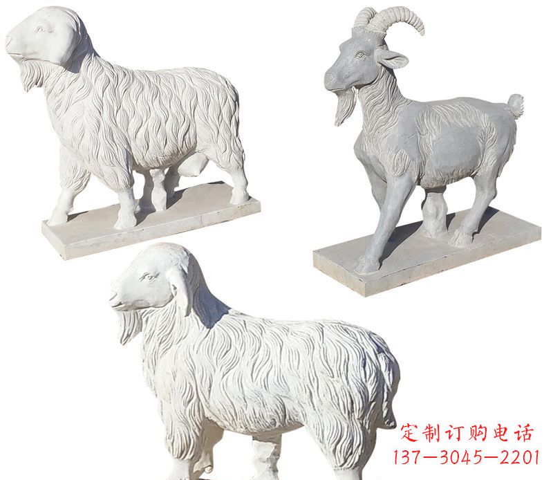 泰安绵羊石雕公园动物雕塑-精致耐用的绵羊雕塑