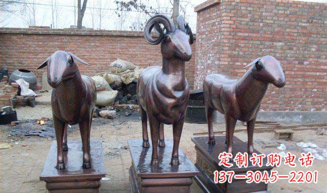 泰安绵羊铸铜玻璃钢仿铜动物雕塑