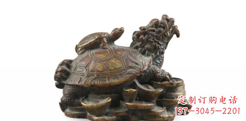 泰安雕塑非凡,铜雕龙龟母子精美