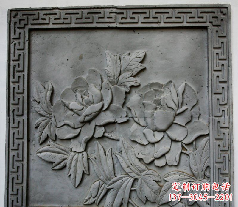 泰安牡丹青石浮雕雕塑-精美的永久装饰