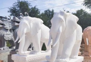 泰安汉白玉雕刻大象，缔造独特企业装饰
