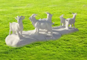 泰安中领雕塑：精致汉白玉公园动物山羊雕塑