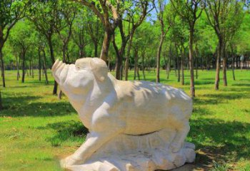 泰安传统十二生肖精美手工猪石雕动物雕塑