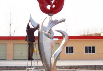 泰安户外大型不锈钢雕塑玫瑰花
