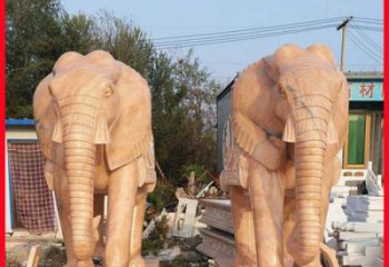 泰安中领雕塑大象雕塑石雕，让晚霞熠熠生辉