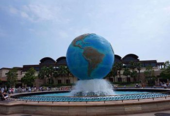 泰安视觉奇景，不锈钢水景喷泉地球仪雕塑