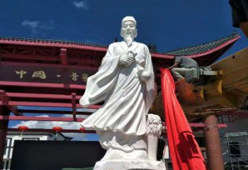 泰安传承医道中的传说——李时珍汉白玉石雕像