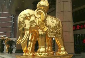 泰安鎏金大门大象铜雕，招财辟邪吉祥动物雕塑