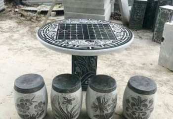 泰安精美梅兰竹菊形石桌凳，无与伦比的艺术美感