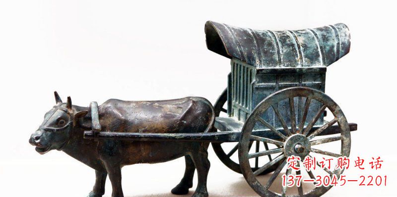 泰安定制牛车景观铜雕塑