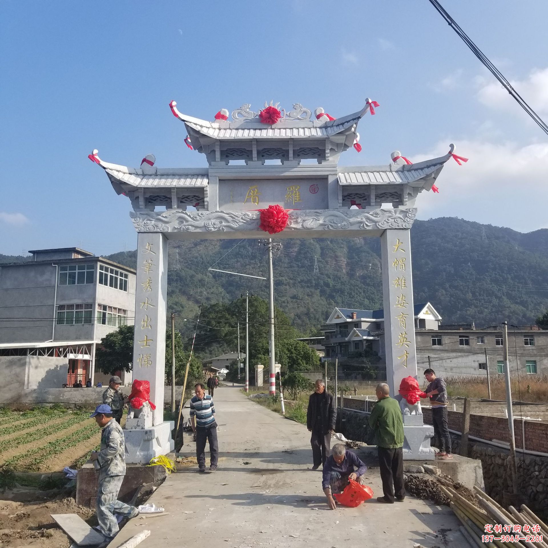 泰安定制精美农村单门石牌坊雕塑