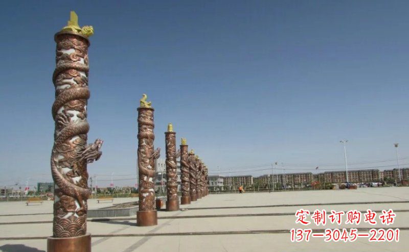 泰安中领雕塑|专业定制盘龙柱广场柱子铜雕