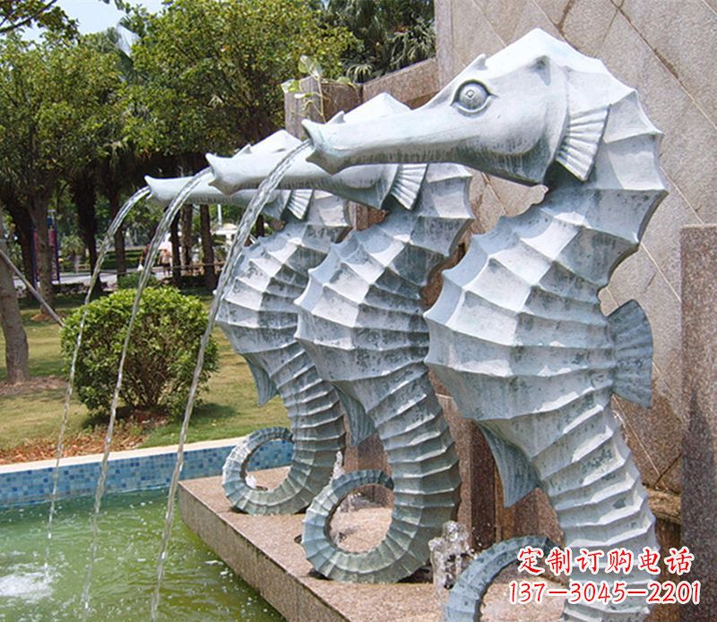 泰安喷水海马石雕,精致美观的精灵马雕塑
