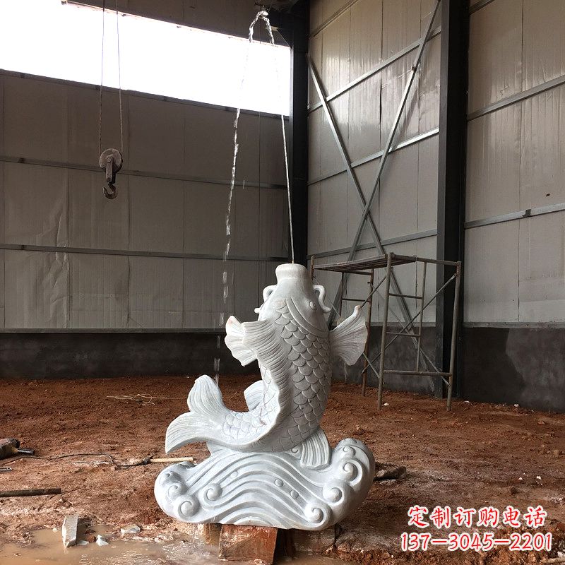 泰安汉白玉石鲤鱼雕塑,让你的梦想成真!