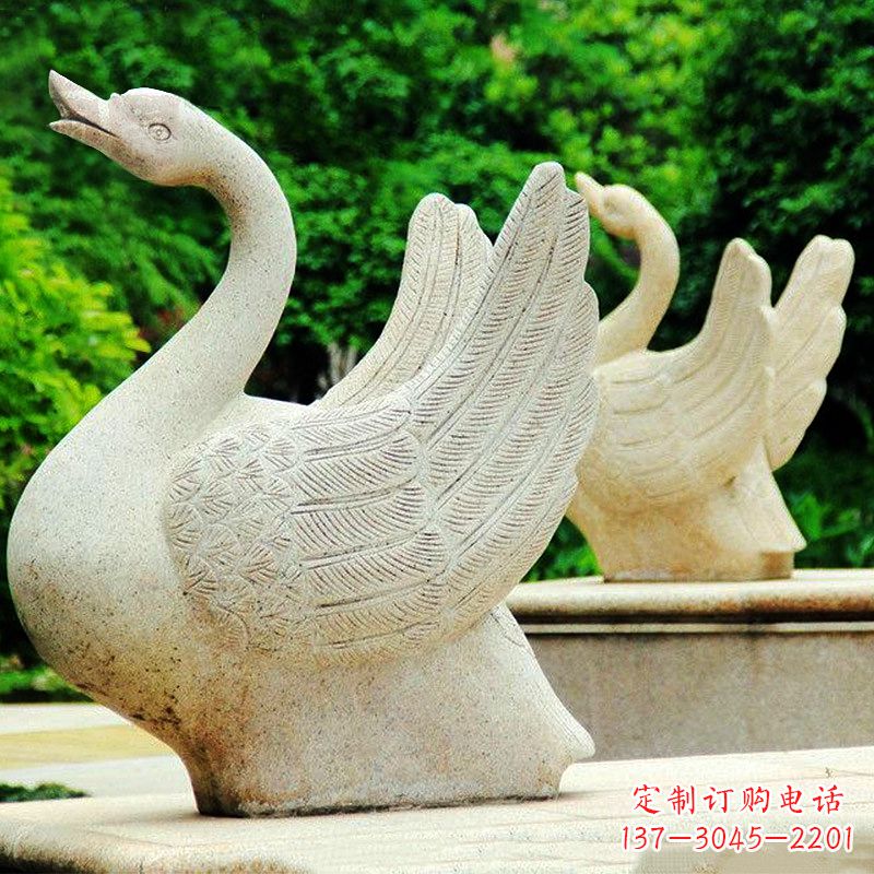 泰安高雅优美的砂岩天鹅雕塑