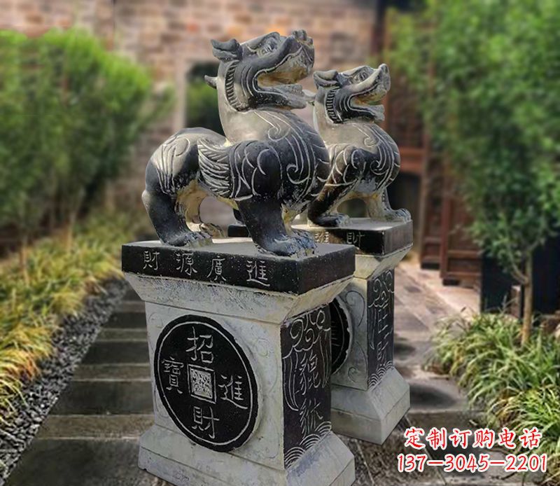 泰安貔貅石雕小区看门雕塑