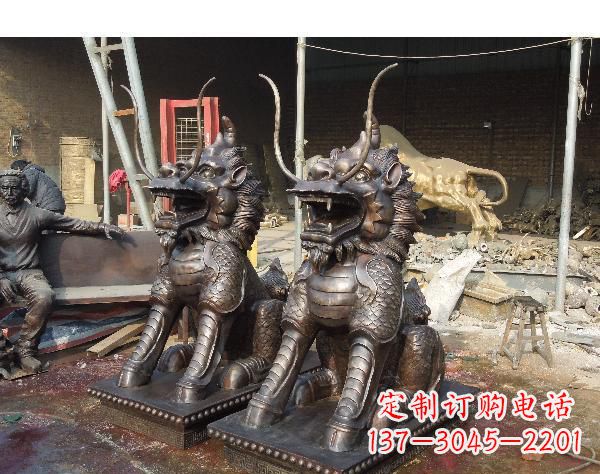 泰安中领雕塑打造精美辟邪麒麟铜雕