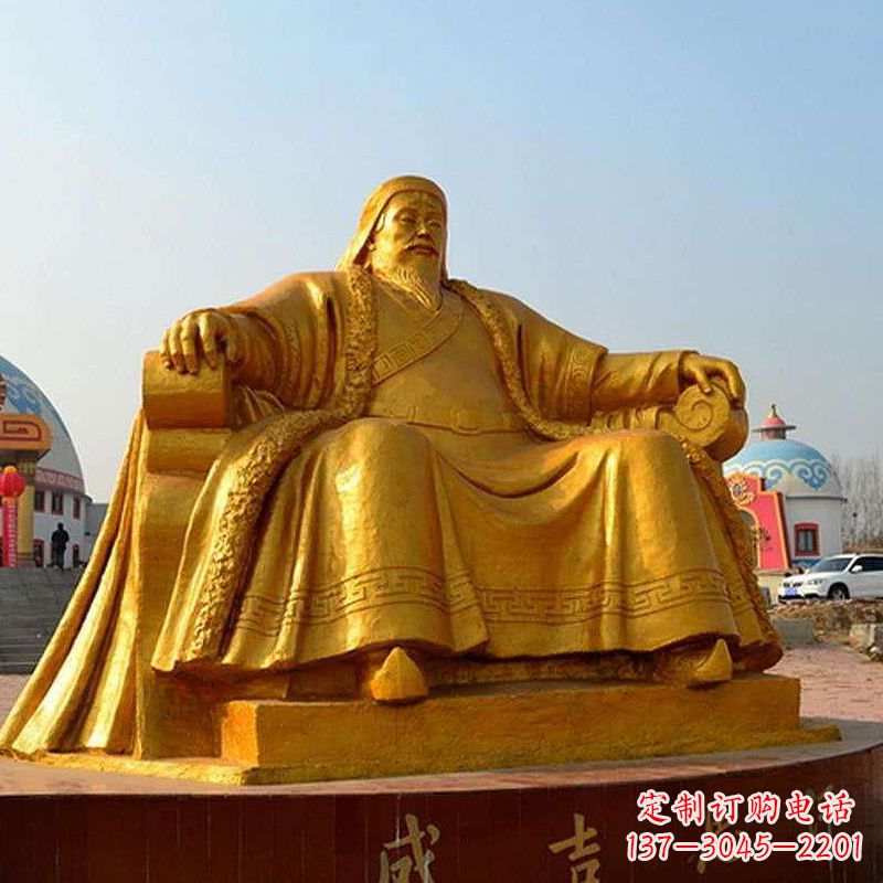 泰安雕刻古代传奇军事家成吉思汗铜雕像