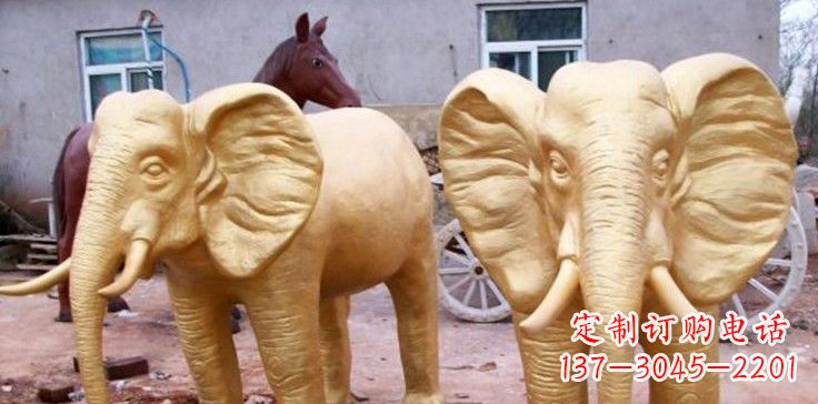 泰安漆金巨型大象雕塑,由中领雕塑厂家定制制作…