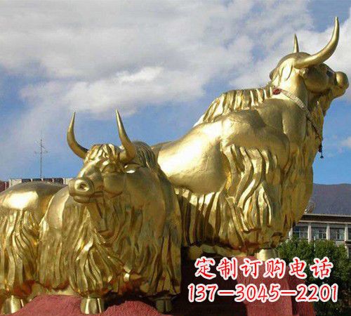 泰安漆金牦牛铜雕